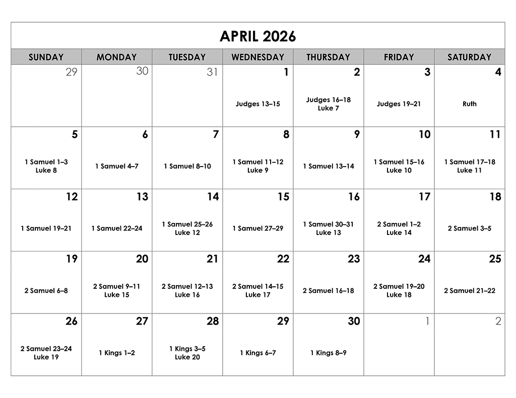 Bible Reading for April