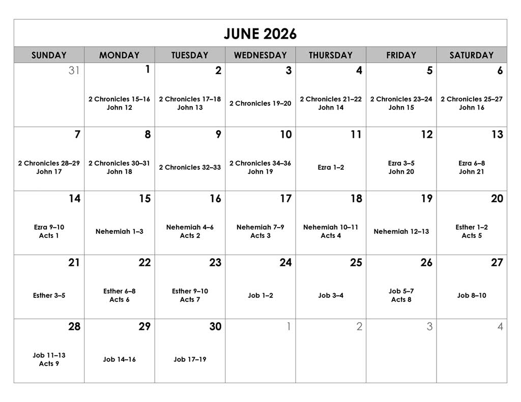 Bible Reading for June