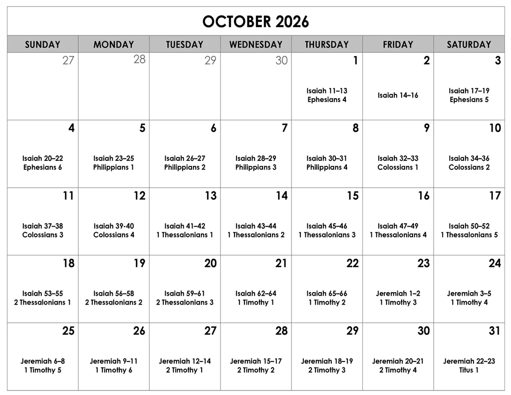 Bible Reading for October